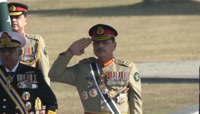 CDF Field Marshal Asim Munir receives guard of honour at GHQ