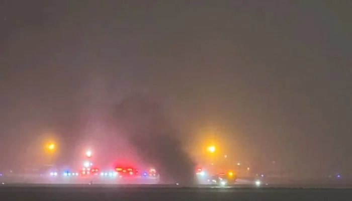 Private jet crashes in flames at Maine airport with eight aboard
