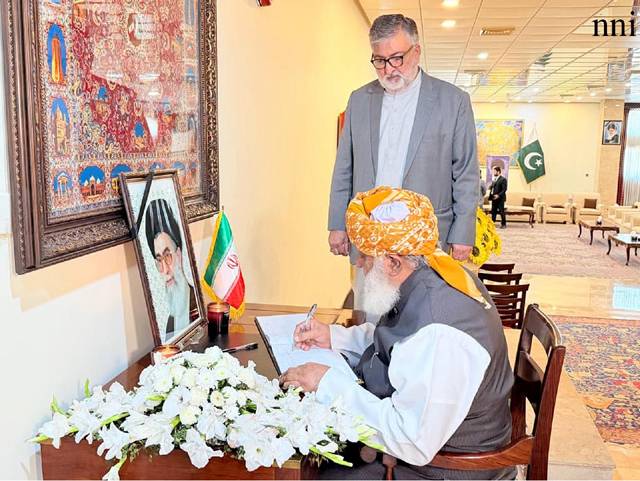 JUI-F chief visits Iranian Embassy, expresses solidarity with Iran