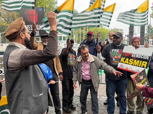 Kashmiri Americans protest outside UN headquarters over Indian FM’s address